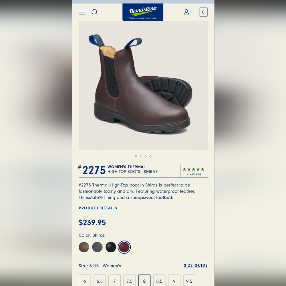 Blundstone waterproof Shiraz size 8/5